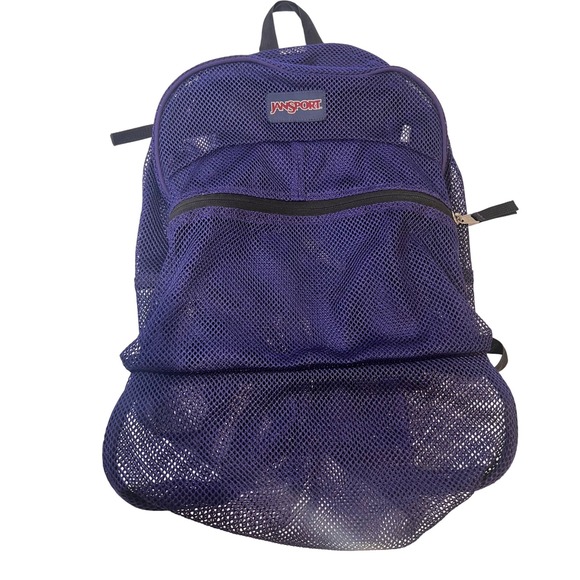 Jansport Mesh Backpack Purple See Through School Travel Book Bag - Picture 1 of 11